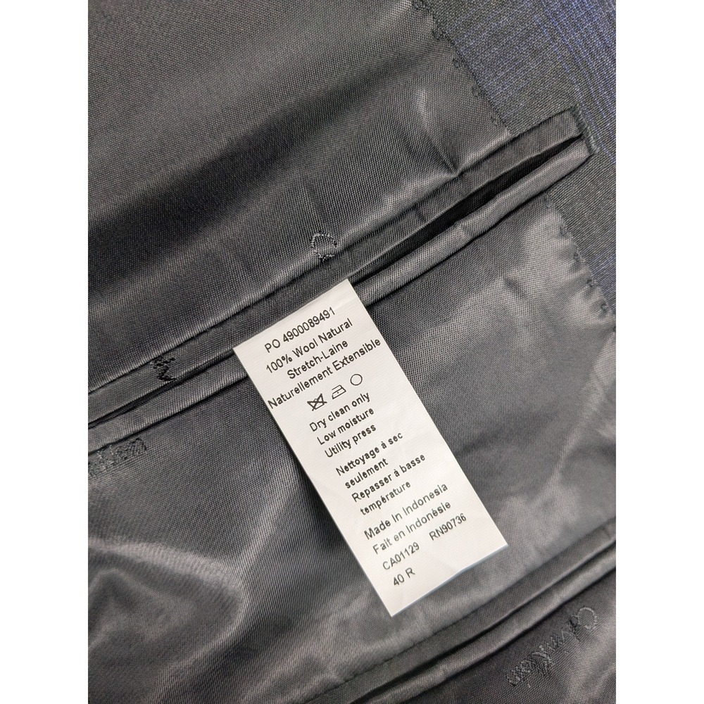 Calvin Klein Men's Wool Natural Stretch Plaid Suit 40R Pants 35x31 (Mint) - Picture 9 of 15